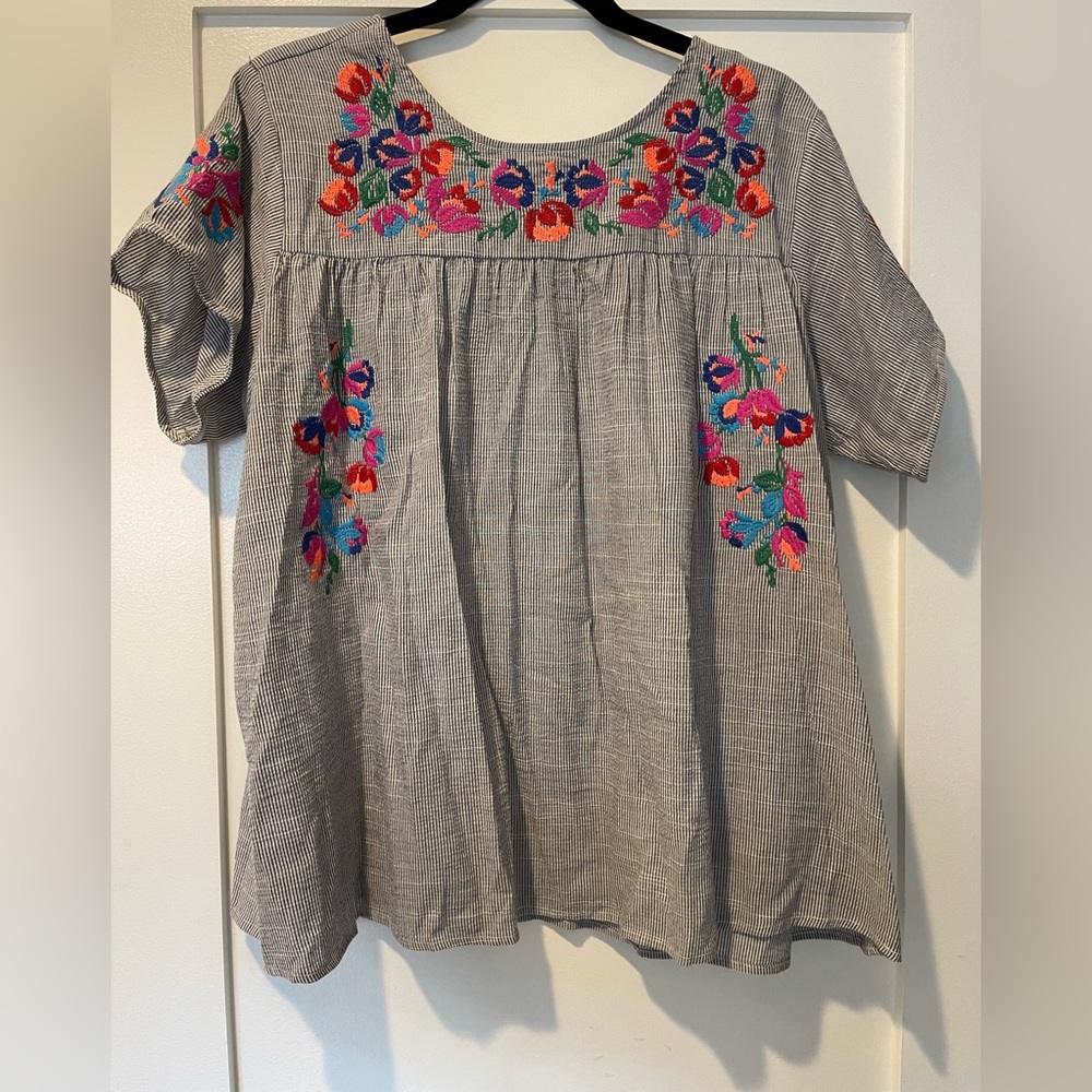 See and be seen floral embroidery top